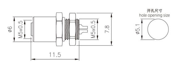 M5 Female Front Mount Socket Solder Screw M5*0.5 3/4pin 20A  IP67