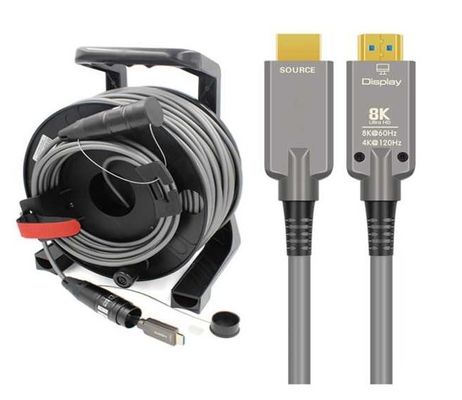 2.1 HD Link Port Fiber Optic Cable TPU Shell Stainless Steel 304 Armored Tube Silicon Line Chip 4K 60Hz 8K 144Hz OD 6.0mm