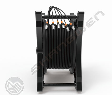 4x16A Multi-Channel Industrial Electric Signal Sockets with 6 Channels and CAT6 SF/UTP Network Cord Retractable Cable Reel