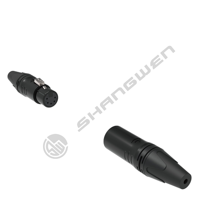 Indoor IP40 Shell Gold Conductor Microphone Audio Cable Plug 5-Pin XLR Female Male Cable Black Silver for Audio Video