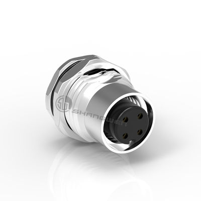 M5 Male Back Mount Socket 3/4pin Black 20A Solder IP67 Adaptor BNC Connector for Automotive 8P Three Phase