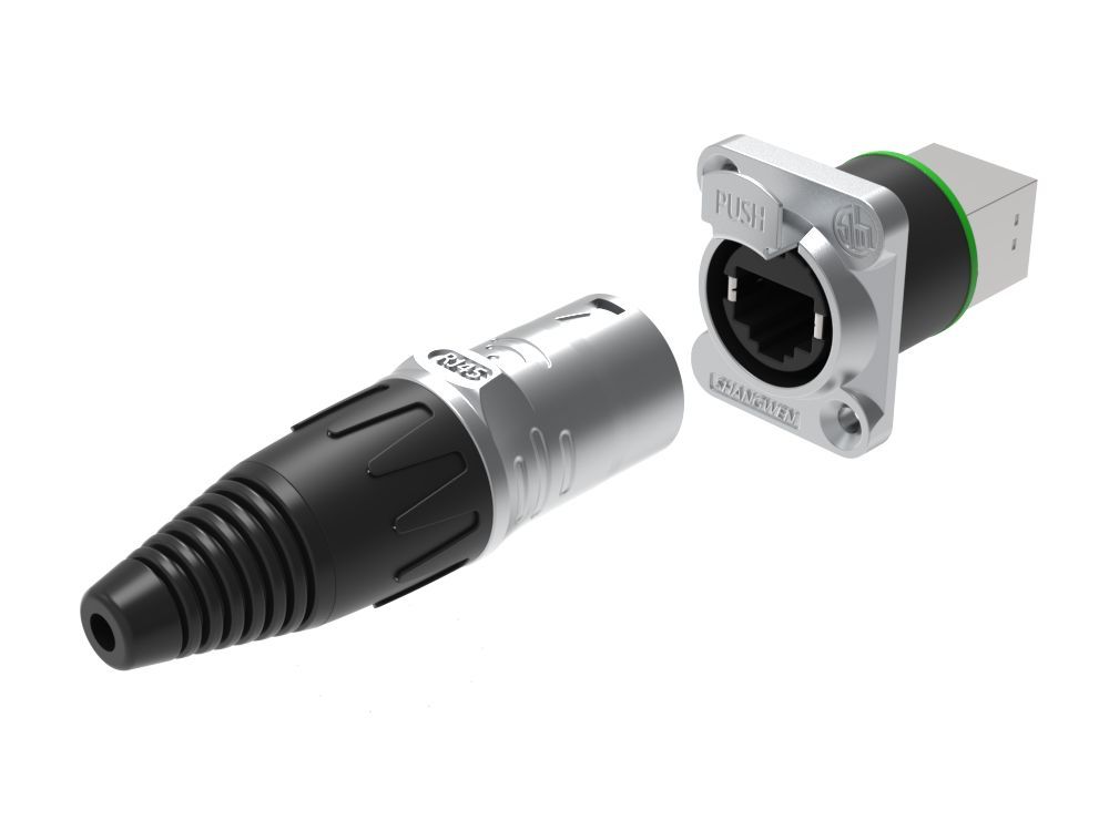 RJ45 Male Connector Waterproof Aviation Dual Port Circular Signal Panel ...