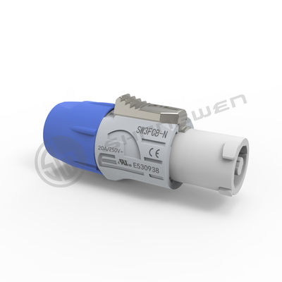 White Cu Power Connector Plug  / Circular Plug Socket Female IP44 Screw Type 3 Contact