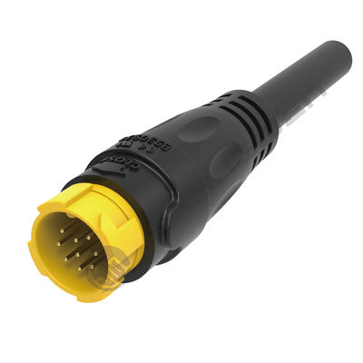 M19 Connector 9pin Yellow 5A Solder Overmolded Aluminum Alloy Shell Nylon IP67