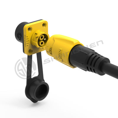 M19 Series Push-pull Self-locking Yellow Connection Industrial 3 Pin Female Male Plug  Power Connector