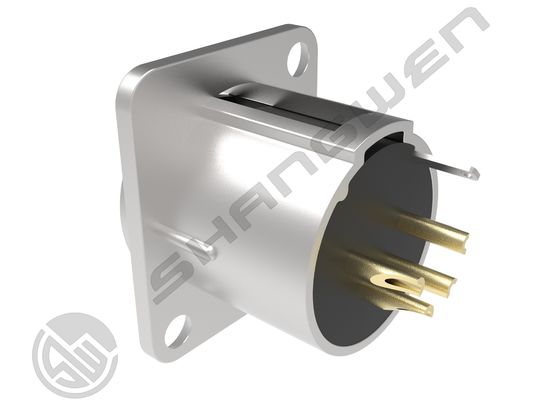 IP40 Indoor 4Pin  XLR Male Plug Male Socket Connector Panel Mount Zinc Alloy Shell Copper Contacts Silver  Black Housing