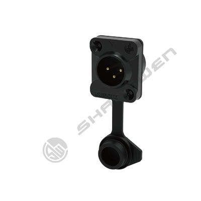 High Quality Black Outdoor Waterproof Ip65 Male Socket Audio XLR Connector 3 Pin