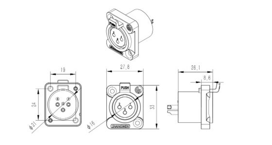 China Wholesale Outdoor Waterproof Zinc Alloy Shell Mini 3 Pin Female Socket Xlr Connector