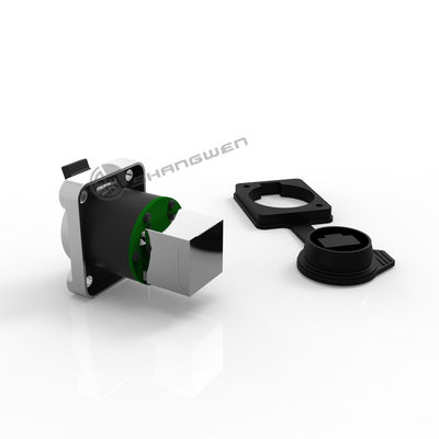 Angled Bottom Network Port Outdoor Rj45 Crystal Socket Pulg Ethernet Rj45 Waterproof Connector IP65 Female Socket