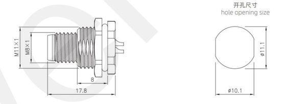 Industrial Grade M8 Male Back Mount Socket(Solder,Screw M11*1) IP67