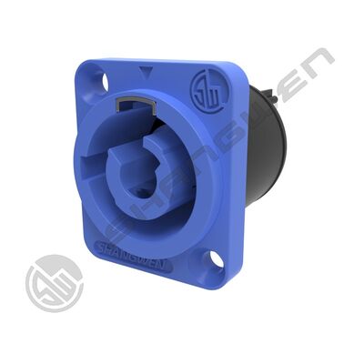 Poweron LED Screen Display Audio Connector Socket 20A Blue 3 Female Panel Mount IP44